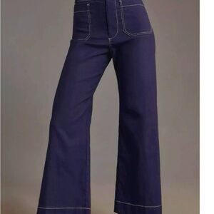 The Colette Contrast-Stitch Cropped Wide-Leg Pants: Magic size 25